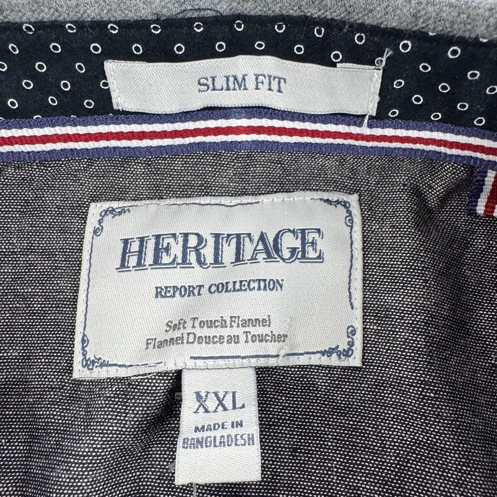 Heritage Report‎ Collection Mens 2XL Gray Soft Touch Flannel Slim Fit Shirt NEW - Picture 6 of 11
